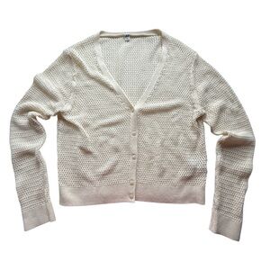 Uniqlo Cream Cottagecore Knit Long Sleeve Linen Blend Cardigan Size Large